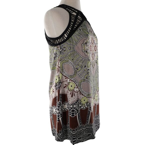Silk Sleeveless Slip Style Tunic Mandela Print Sz 6 NWT Etcetera Bistro - Picture 2 of 7